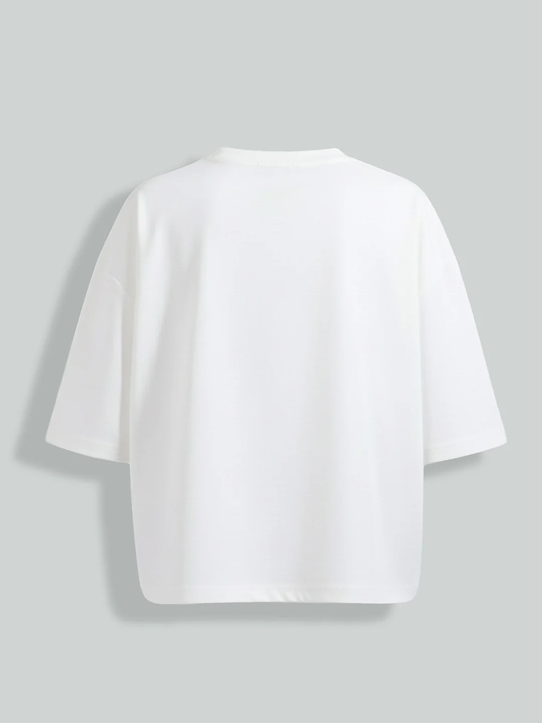 Men's White Relaxed Fit Embroided 240 GSM Casual T-Shirt - Image 6