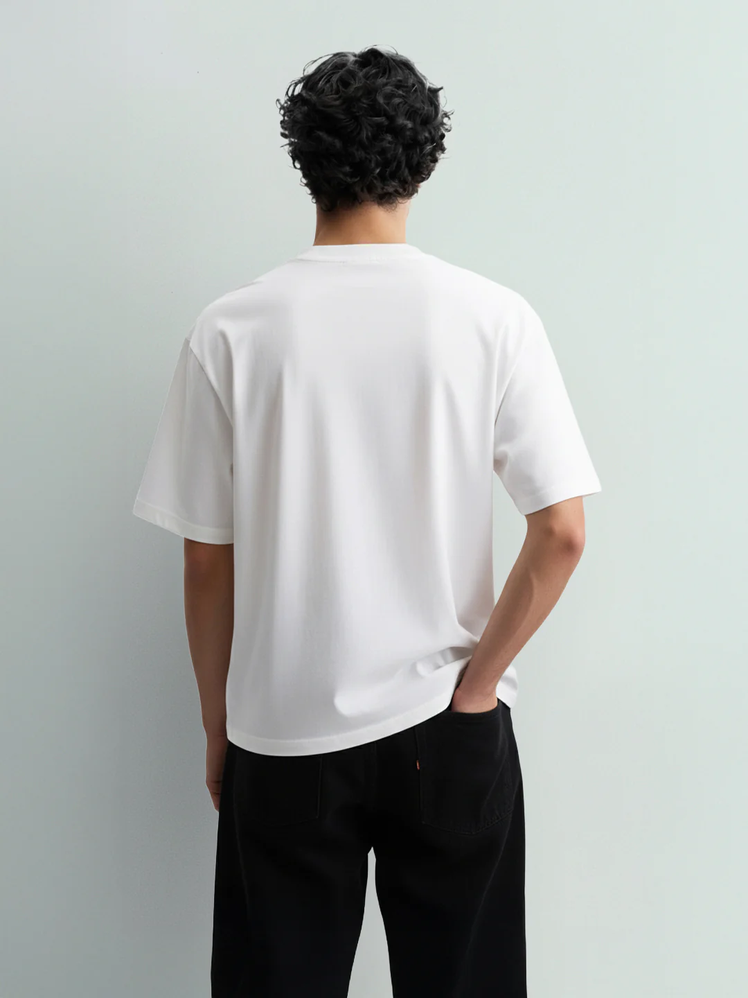 Men's White Relaxed Fit Embroided 240 GSM Resort Wear T-Shirt - Image 4