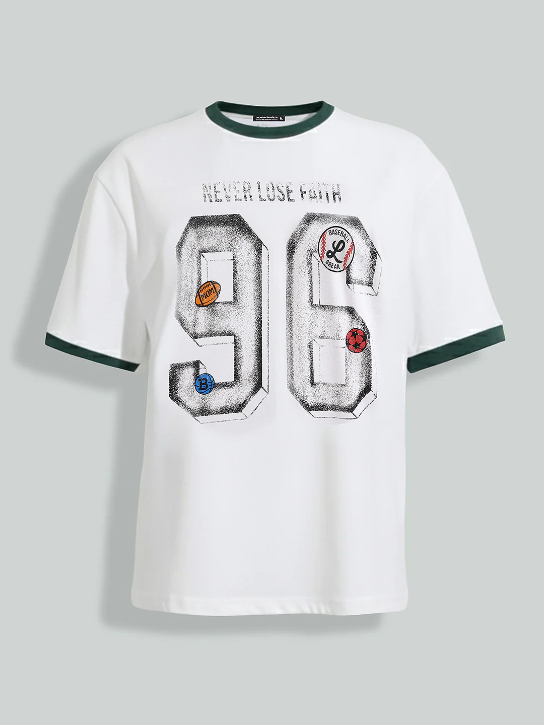 Men's White Relaxed Fit Graphic Printed 240 GSM Sport Wear T-Shirt - Image 5