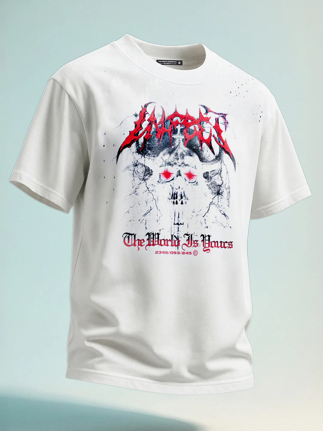 Men's White Relaxed Fit Graphic Printed 240 GSM Street Wear T-Shirt - Image 2