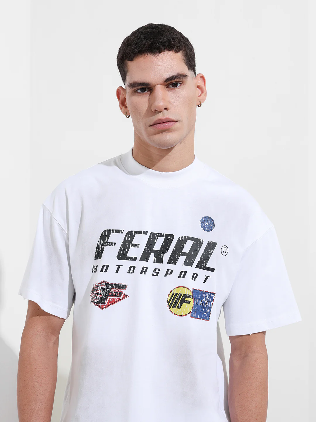 Men's White Relaxed Fit Graphic Printed 240 GSM Street Wear T-Shirt - Image 7