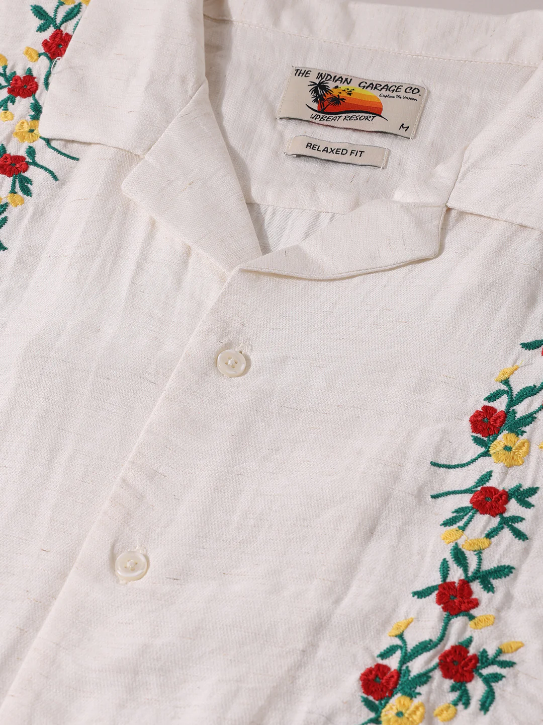 Men's White Relaxed Fit Printed Casual Shirt - Image 5