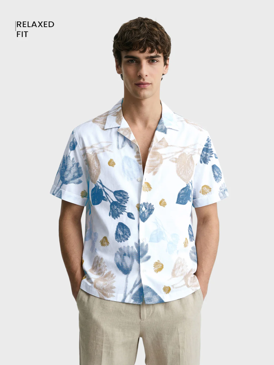 Men's White Relaxed Fit Printed Casual Shirts - Image 2