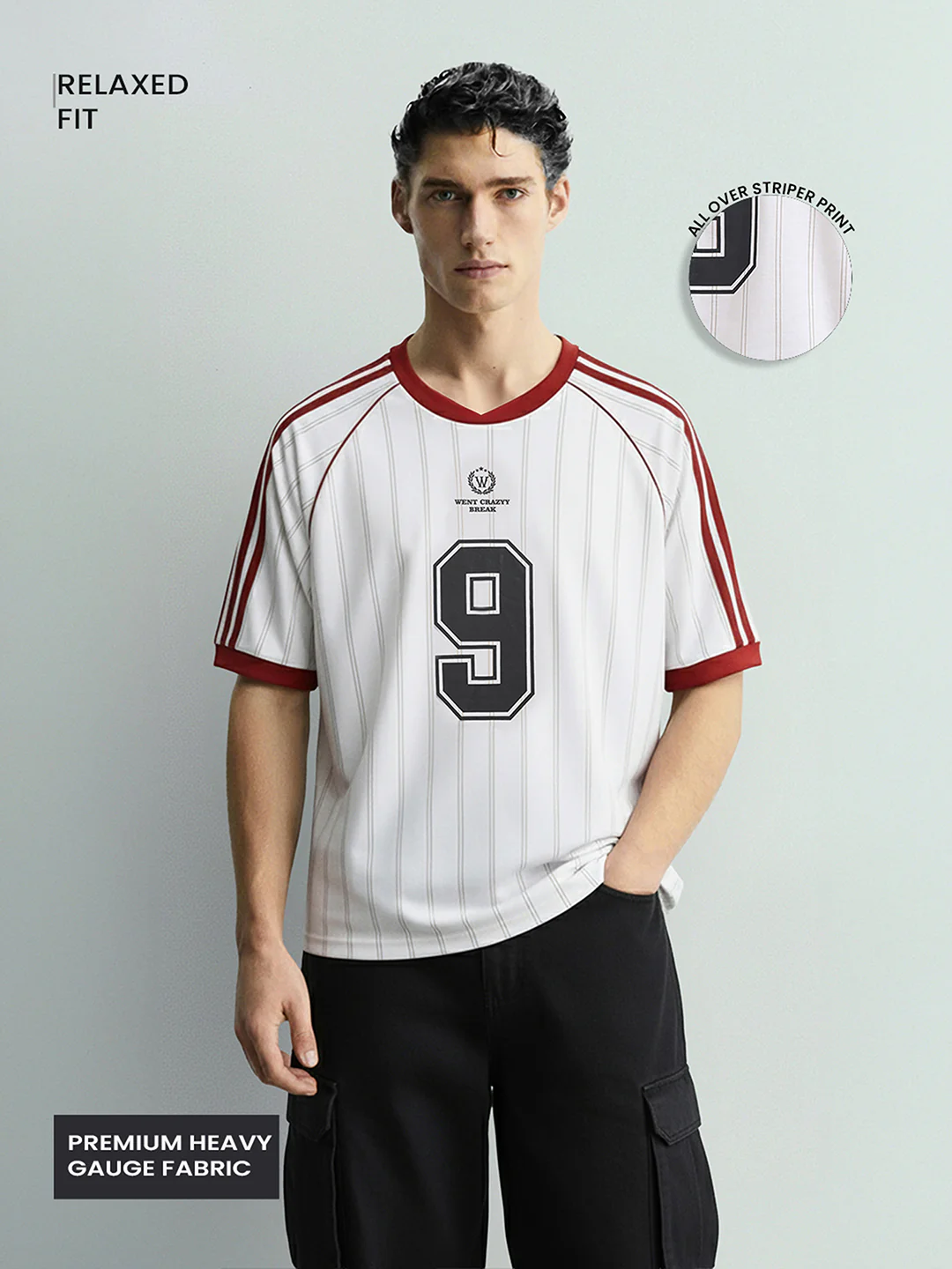 Men's White Relaxed Fit Printed 240 GSM Sport Wear T-Shirt - Image 3