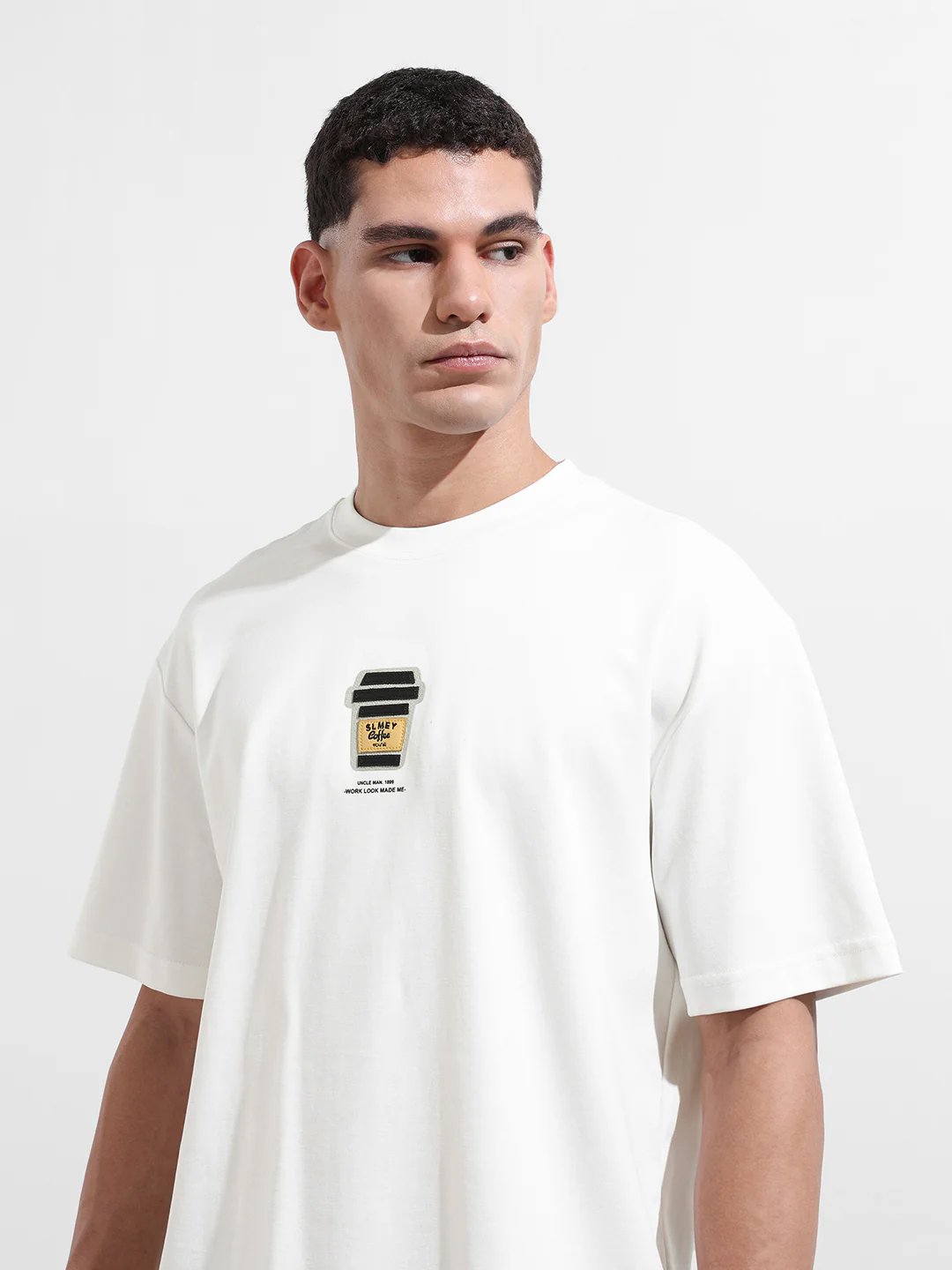 Men's White Relaxed Fit Printed 240 GSM Street Wear T-Shirt - Image 6