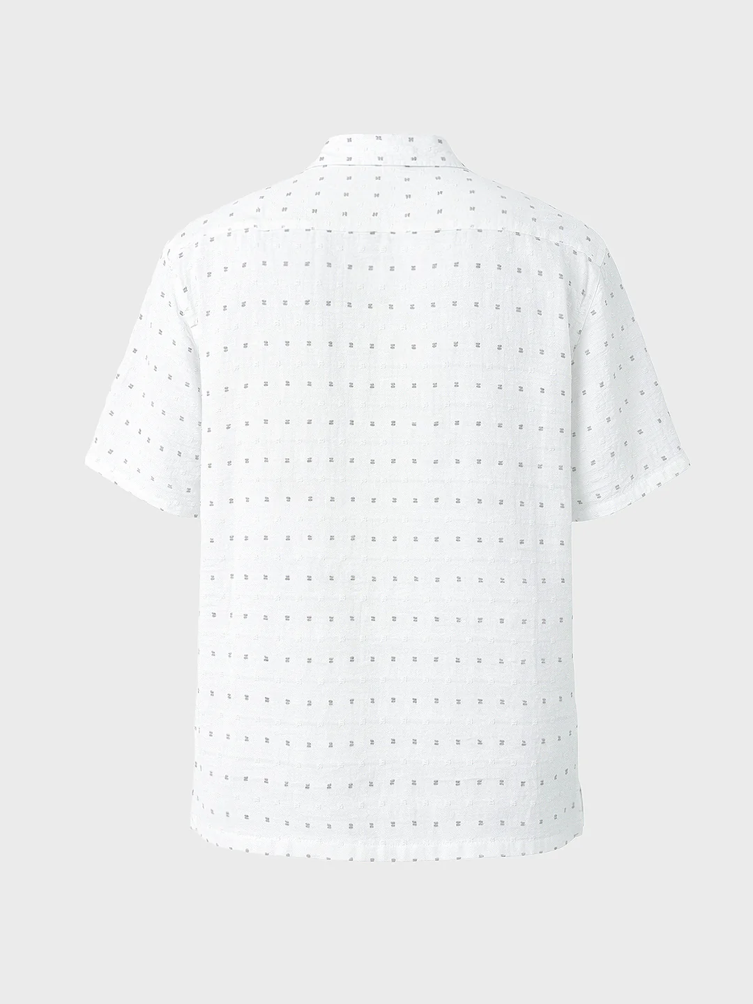 Men's White Relaxed Fit Resort Wear Textured Shirt - Image 4