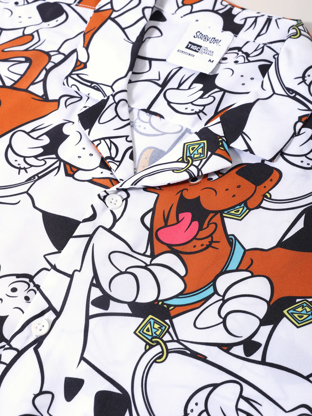 Men's White Relaxed Fit Scooby Doo Character Printed Shirt - Image 6