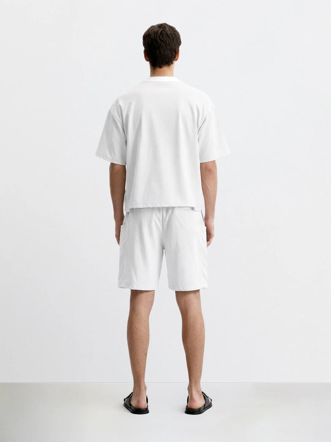 Men's White Relaxed Fit Solid Casual Coordinates - Image 2