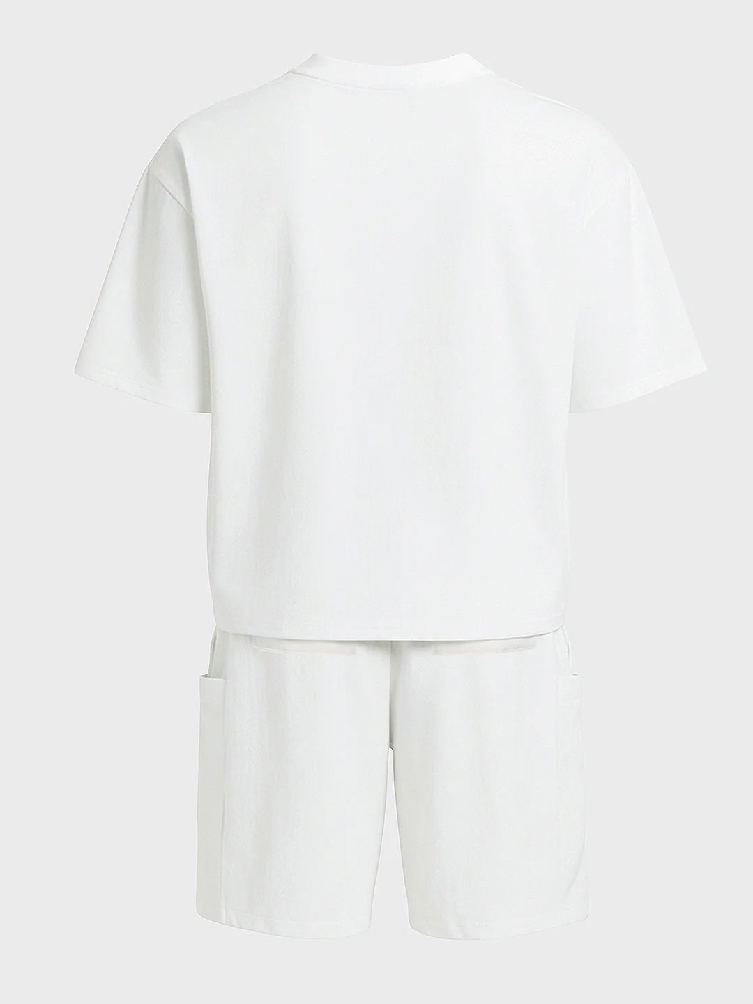 Men's White Relaxed Fit Solid Casual Coordinates - Image 4