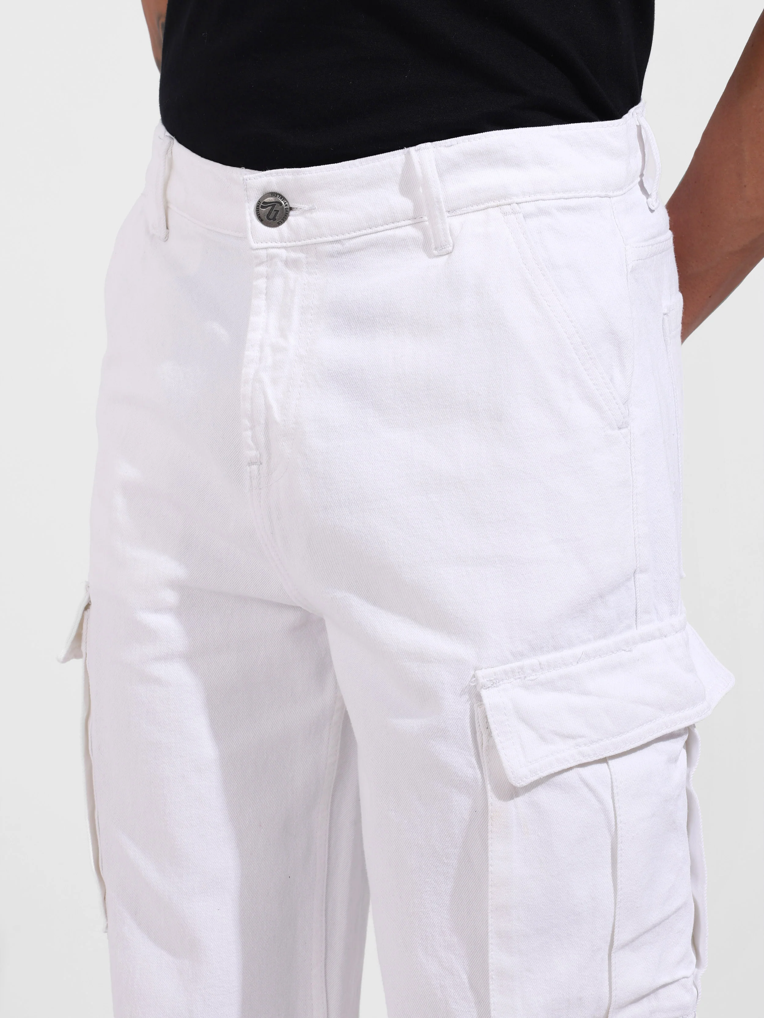 Men's White Relaxed Fit Solid Casual Jeans - Image 5