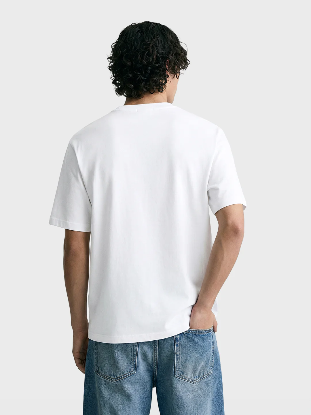 Men's White Relaxed Fit Embroidered Casual T-Shirt - Image 4