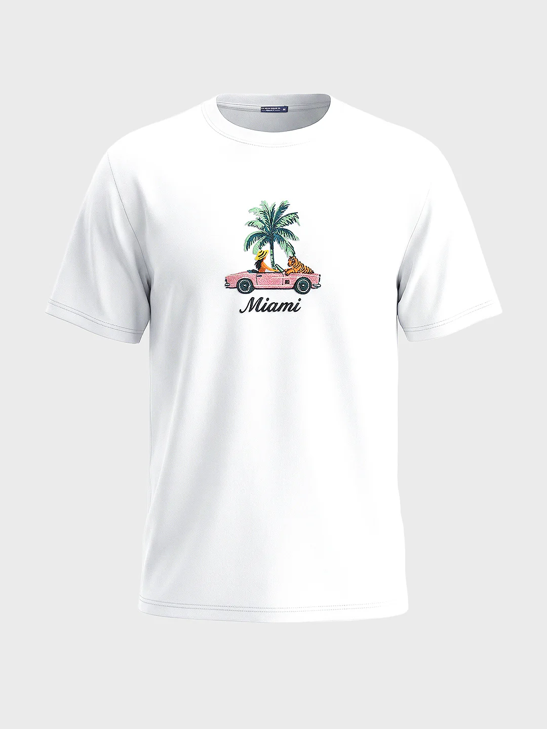 Men's White Relaxed Fit Embroidered Casual T-Shirt - Image 5