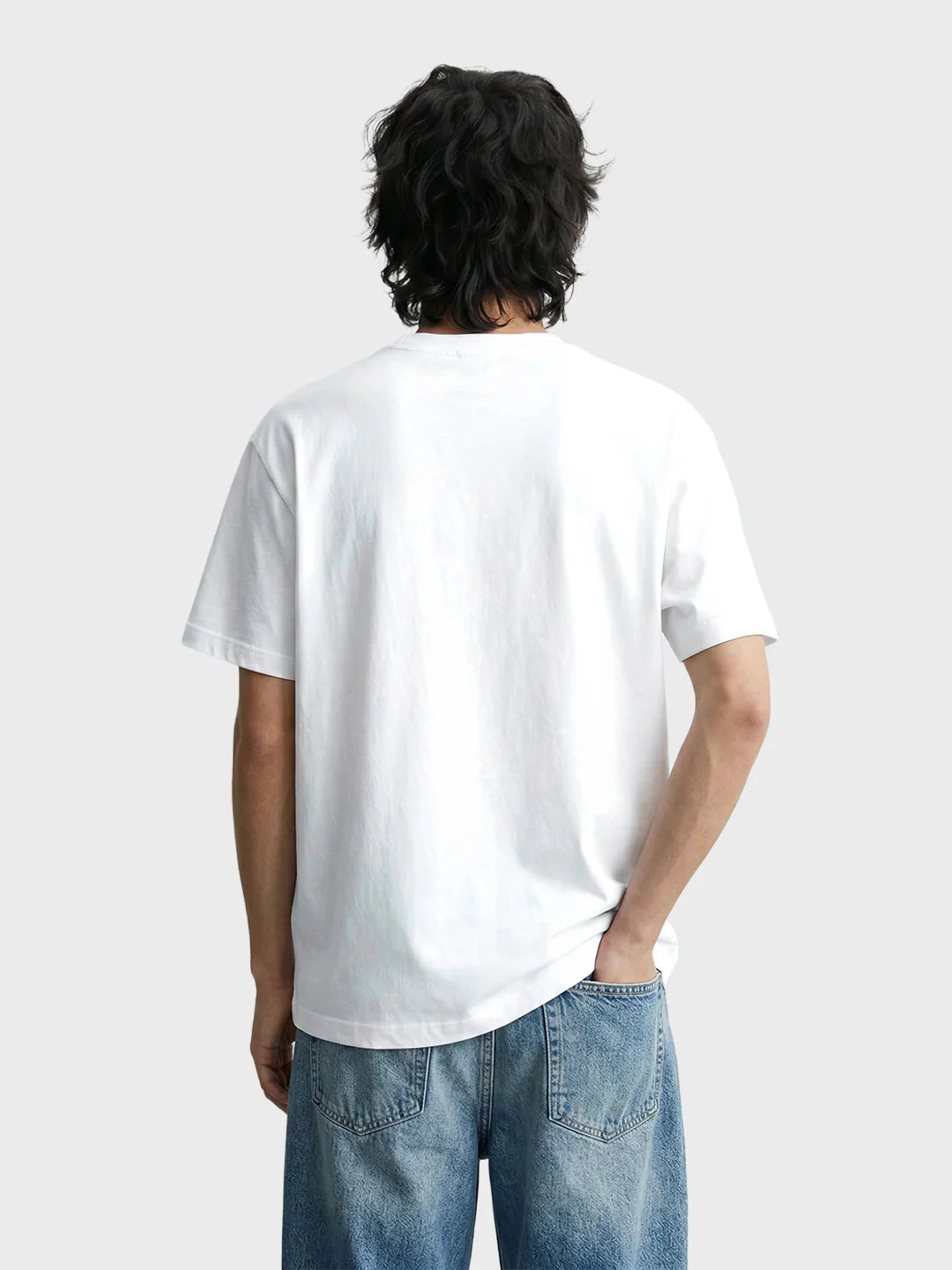 Men's White Relaxed Fit Graphic Printed Casual T-Shirt - Image 3
