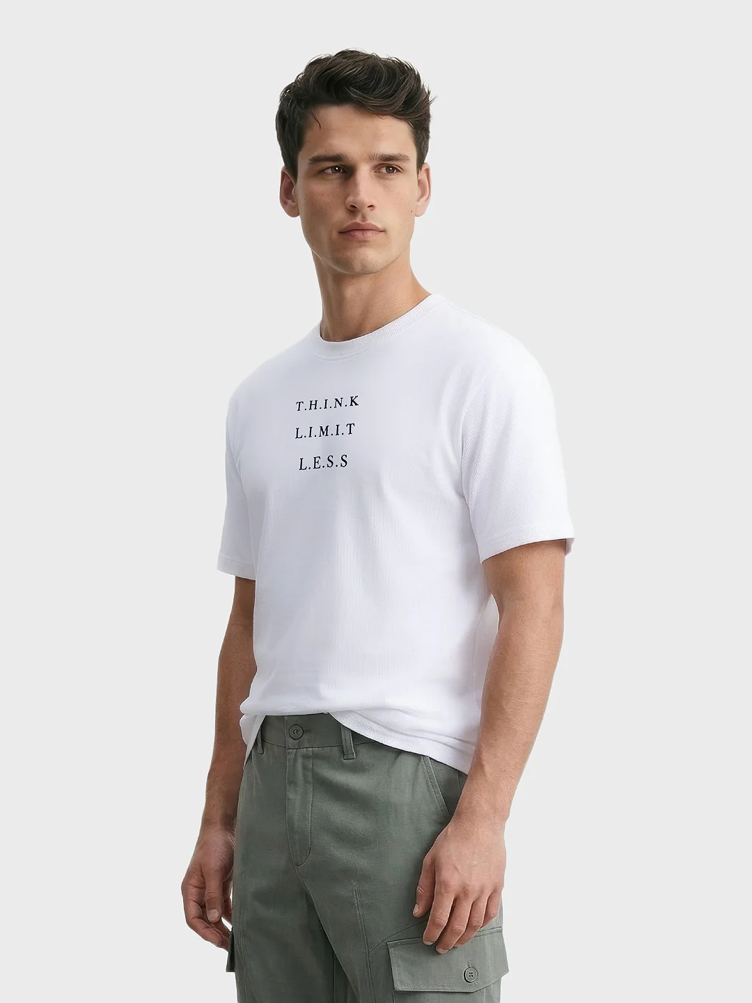 Men's White Relaxed Fit Printed Casual T-Shirt - Image 3