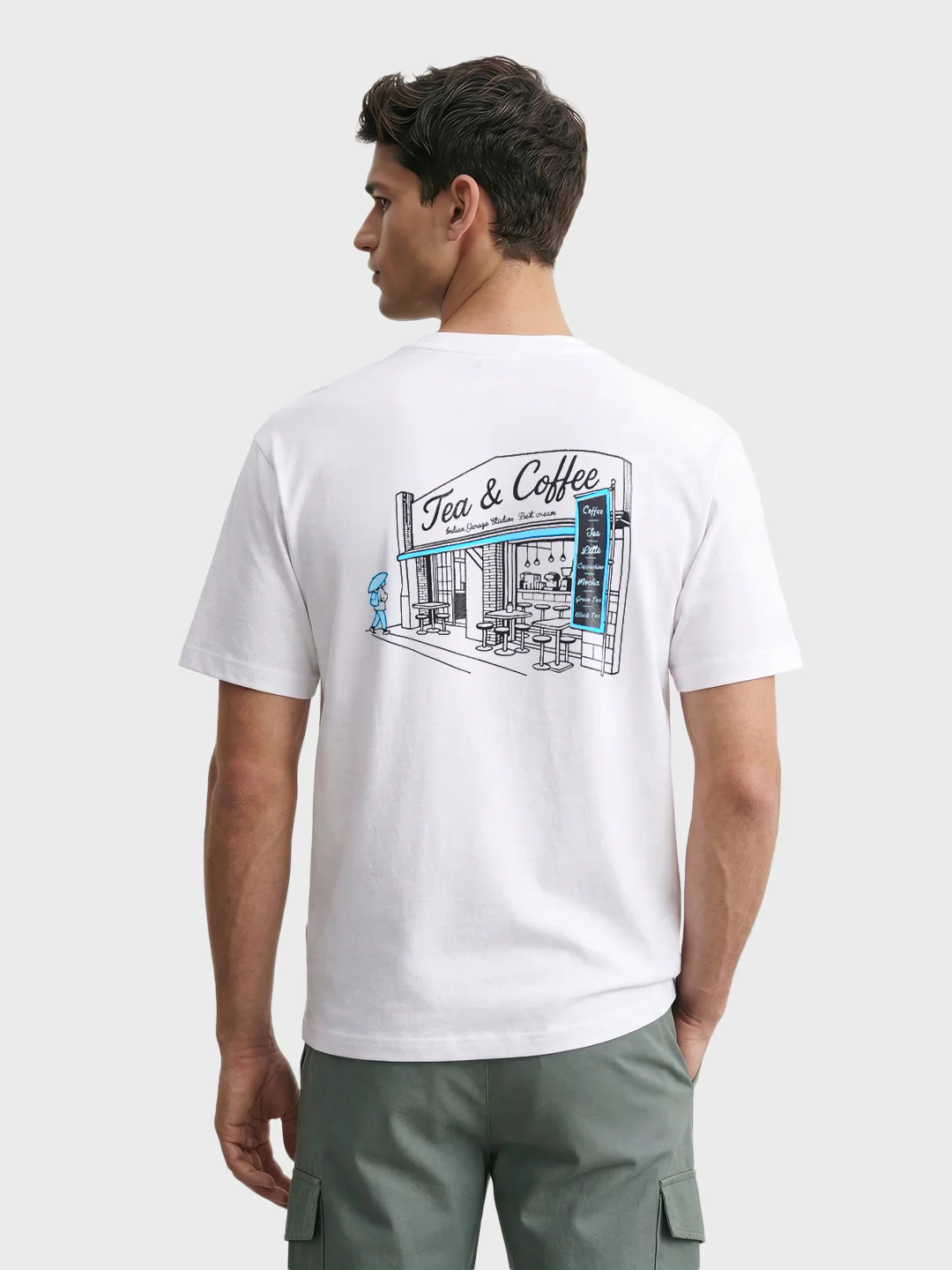 Men's White Relaxed Fit Printed Casual T-Shirt - Image 4