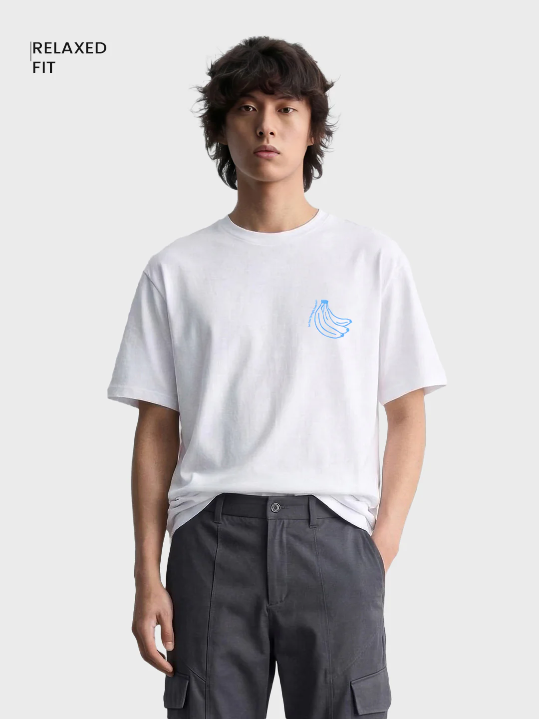 Men's White Relaxed Fit Printed Casual T-Shirt - Image 2