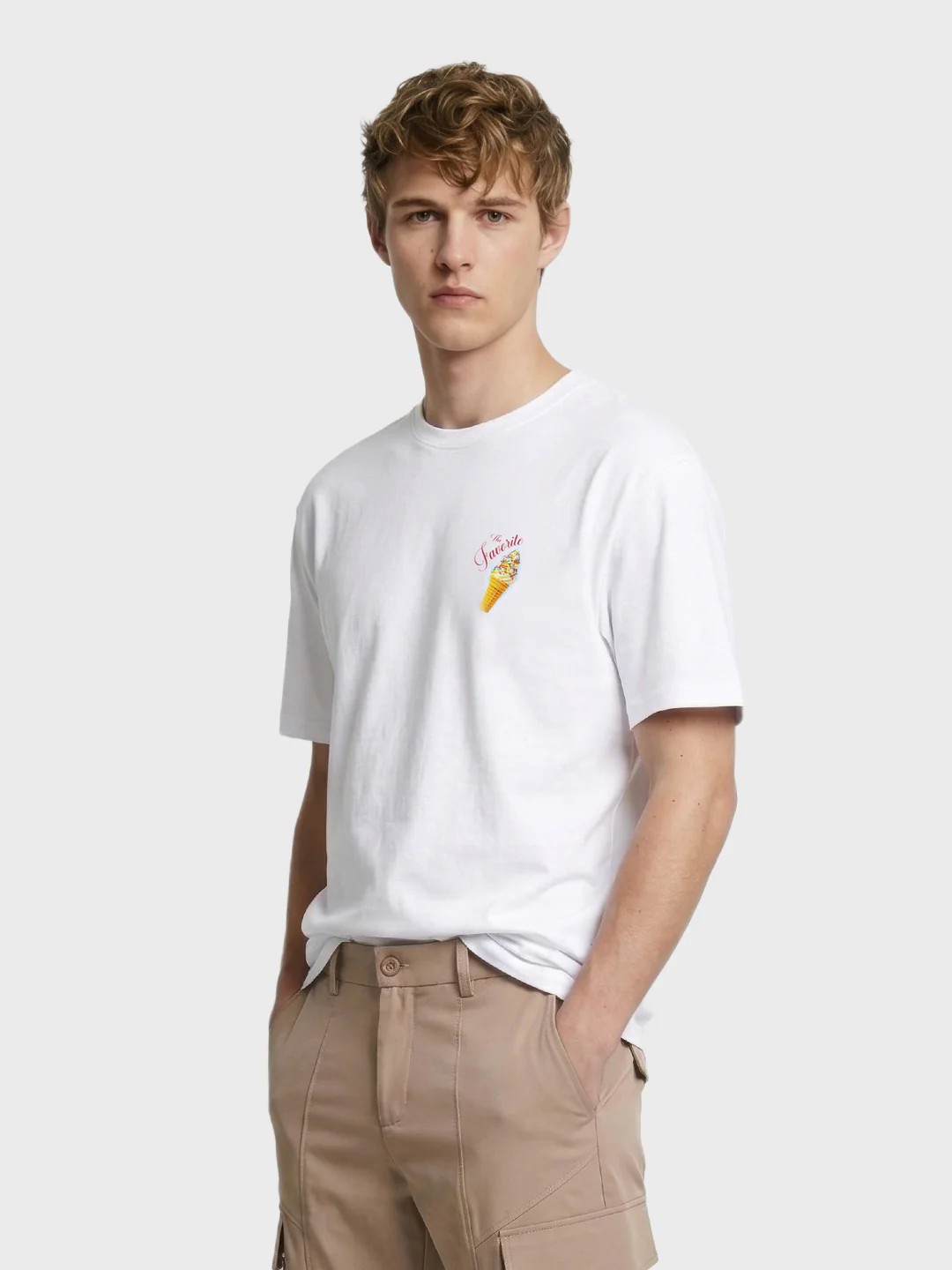 Men's White Relaxed Fit Printed Casual T-Shirt - Image 3