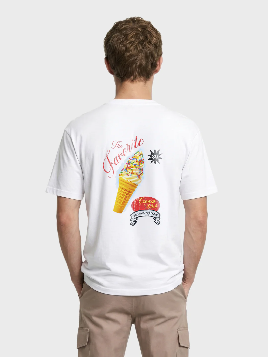 Men's White Relaxed Fit Printed Casual T-Shirt - Image 4