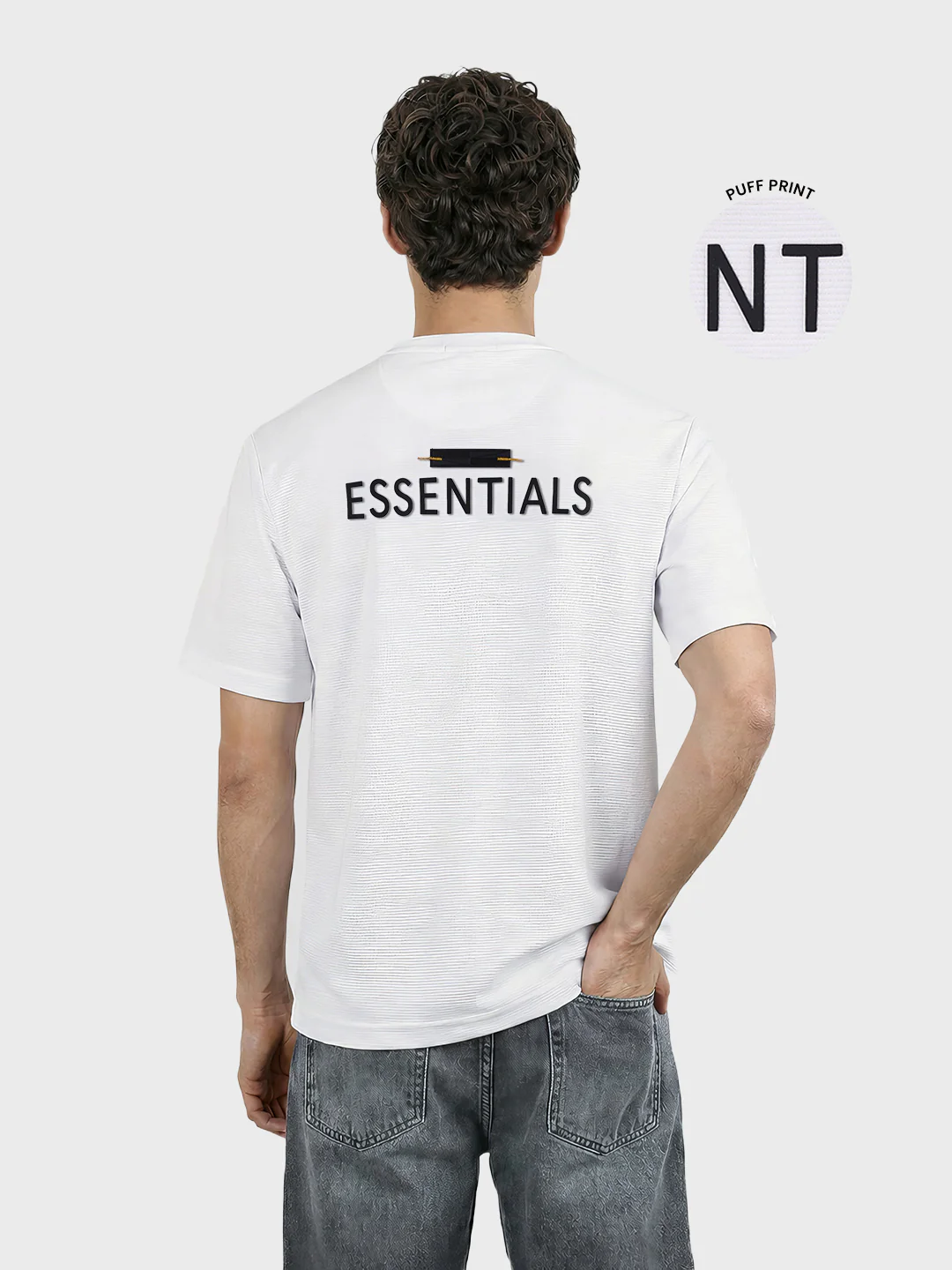 Men's White Relaxed Fit Solid Casual T-Shirts - Image 3