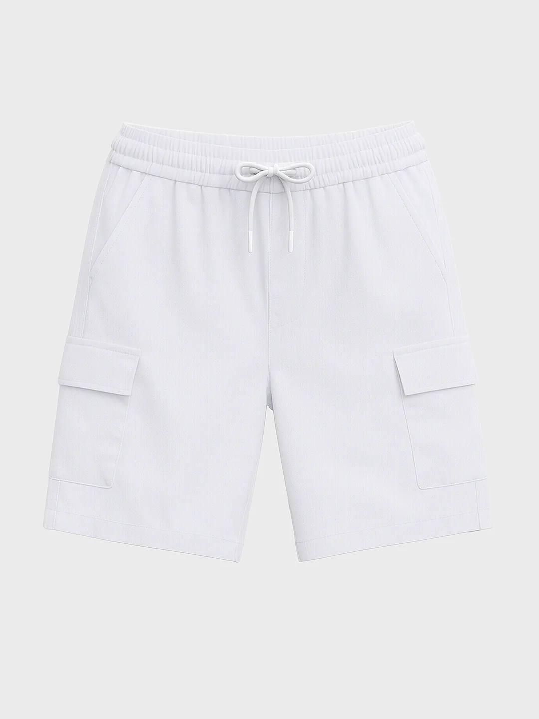 Men's White Relaxed Fit Solid Resort Wear Shorts - Image 4