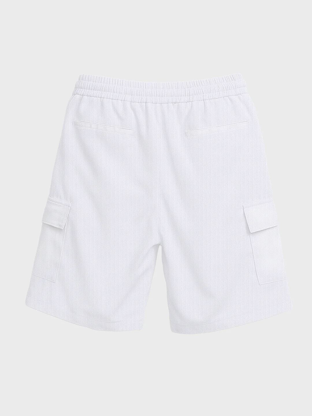 Men's White Relaxed Fit Solid Resort Wear Shorts - Image 5
