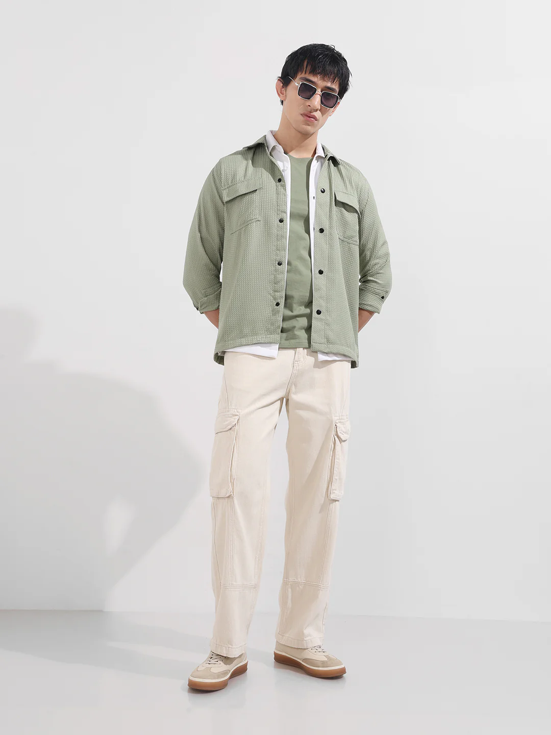 Men's White Relaxed Fit Solid The Eternity Series Jeans - Image 2