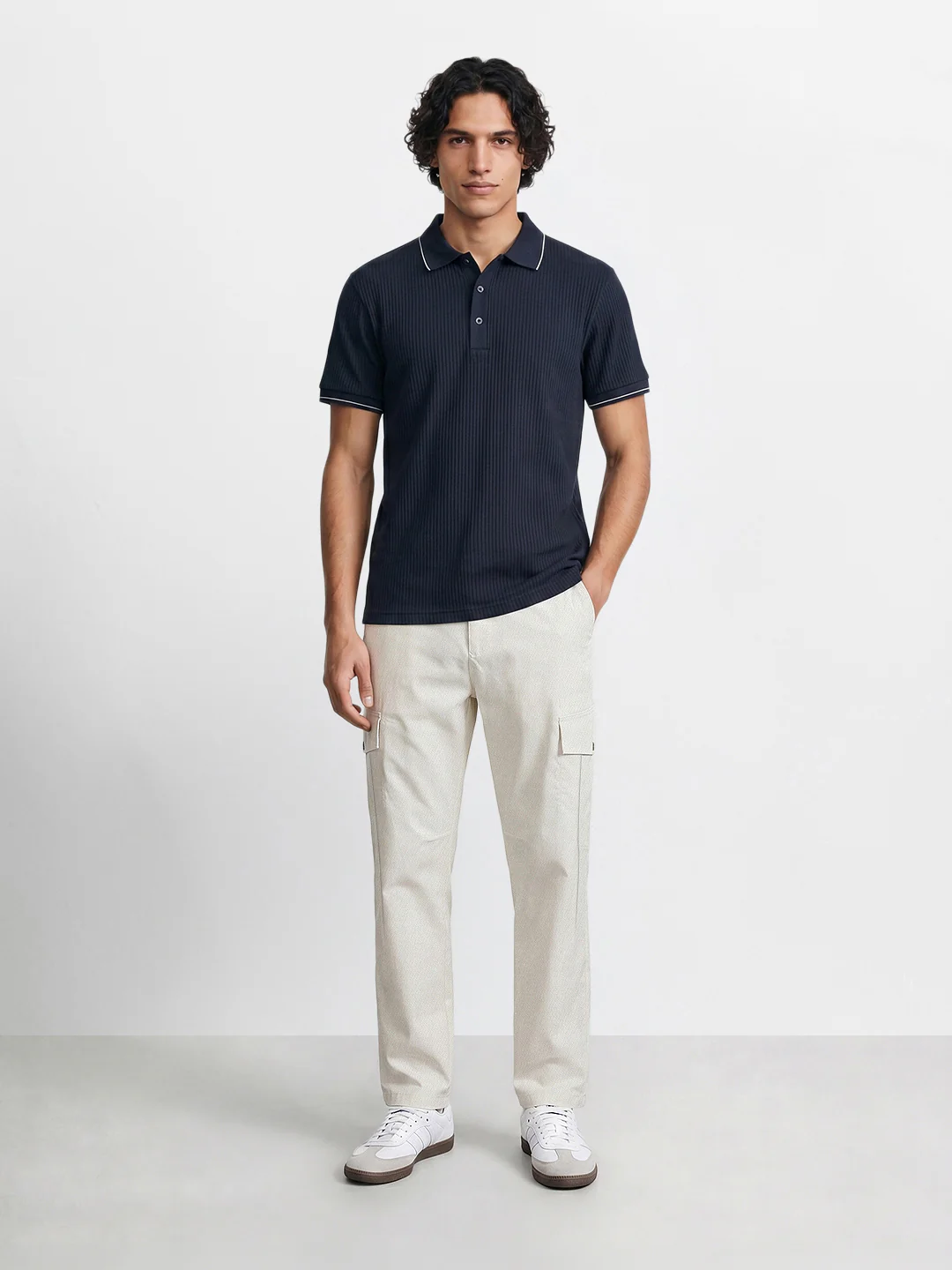 Men's White Relaxed Fit Solid Utility Joggers - Image 5