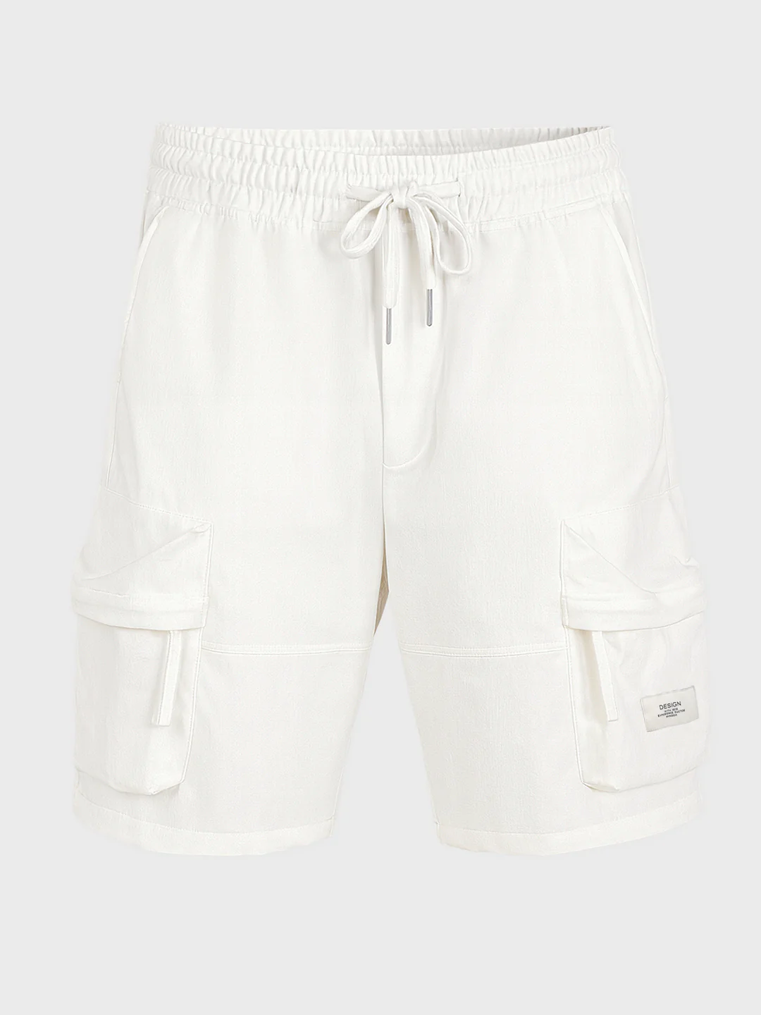 Men's White Relaxed Fit Solid Utility Shorts - Image 4