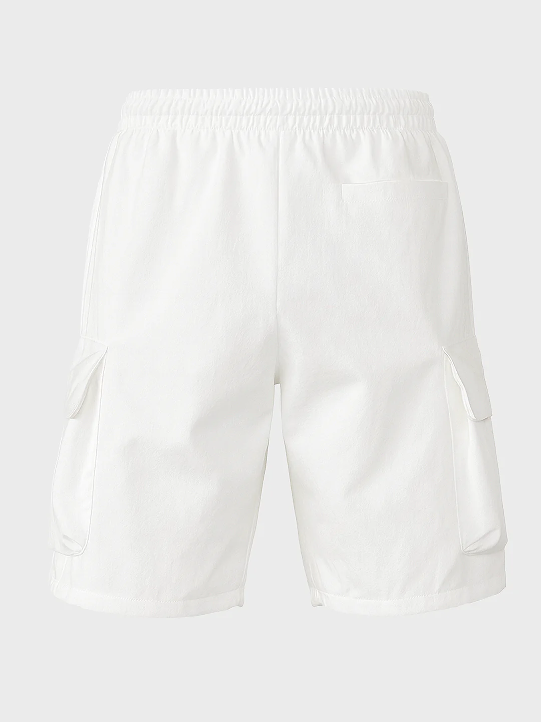Men's White Relaxed Fit Solid Utility Shorts - Image 5
