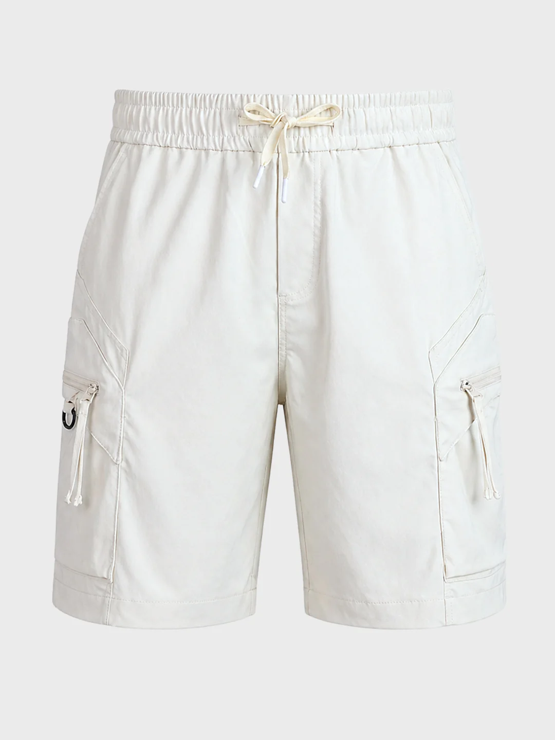 Men's White Relaxed Fit Solid Utility Shorts - Image 7