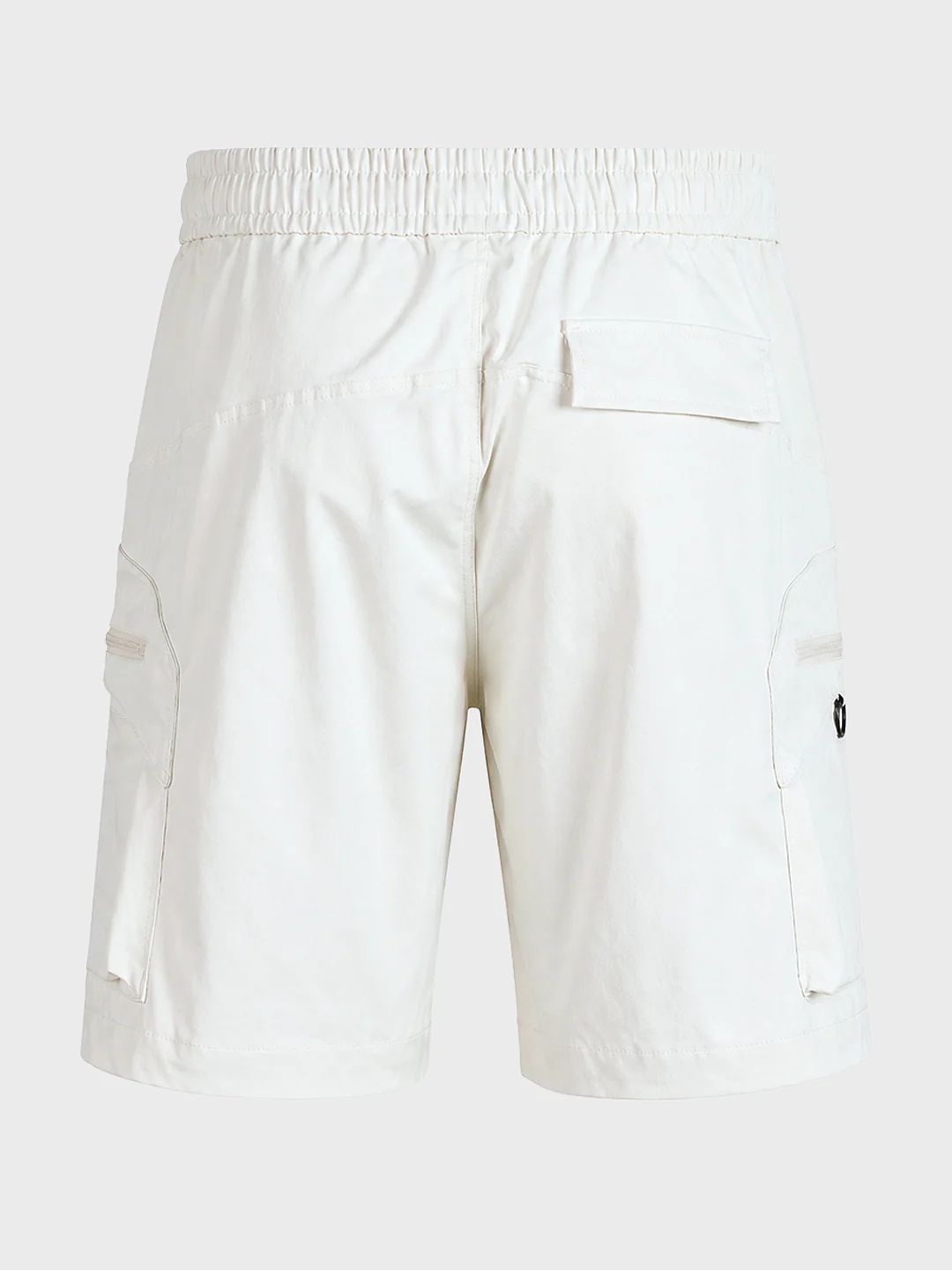 Men's White Relaxed Fit Solid Utility Shorts - Image 8