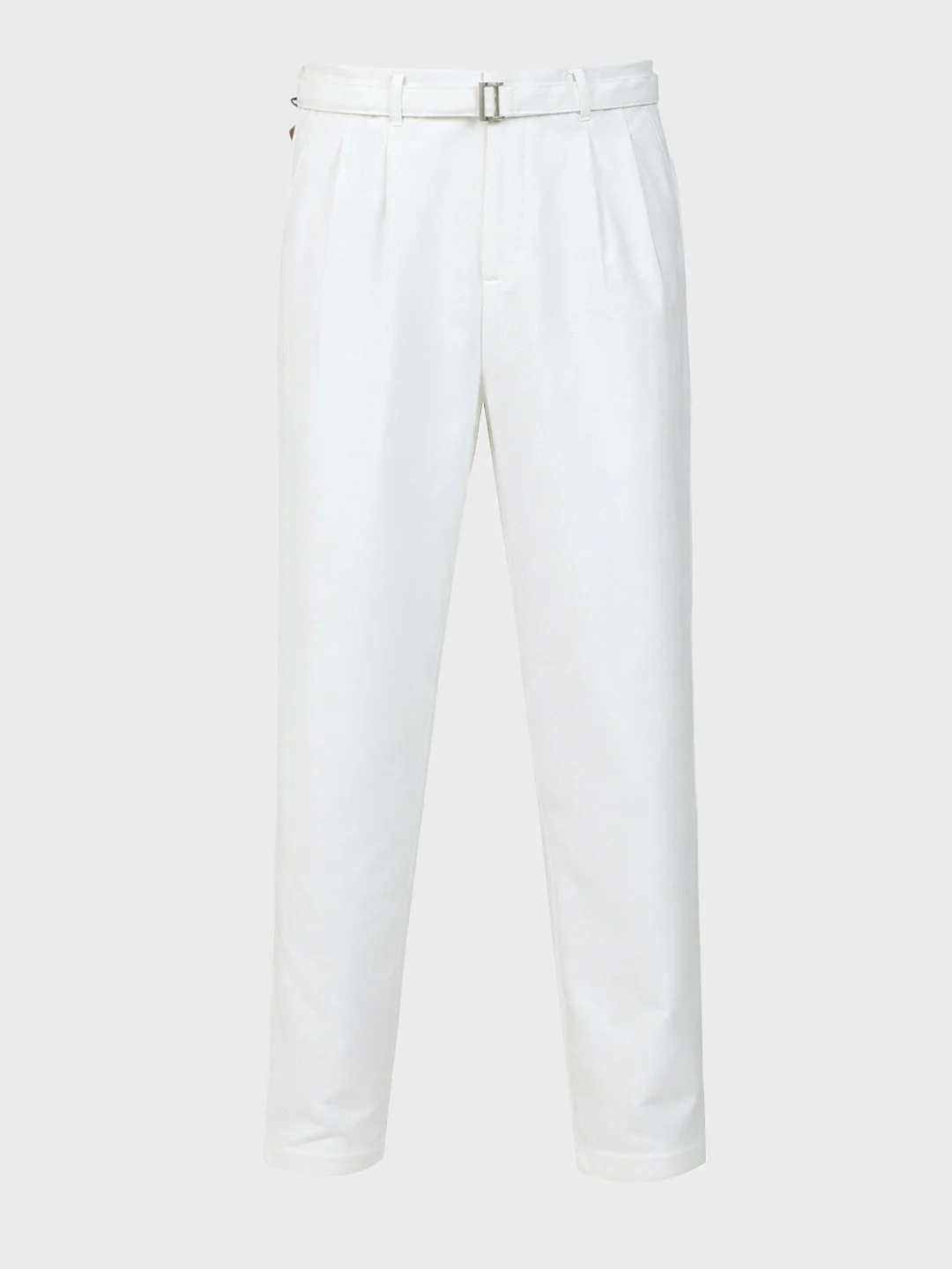 Men's White Relaxed Fit Solid Utility Trousers - Image 4