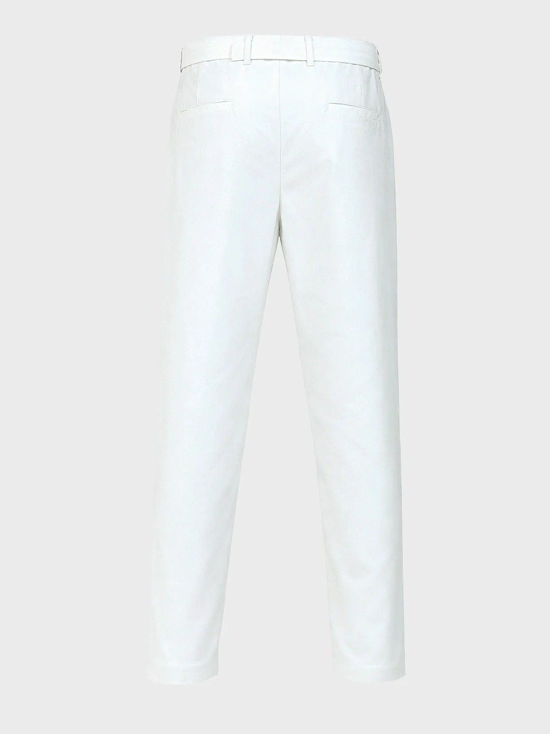 Men's White Relaxed Fit Solid Utility Trousers - Image 5