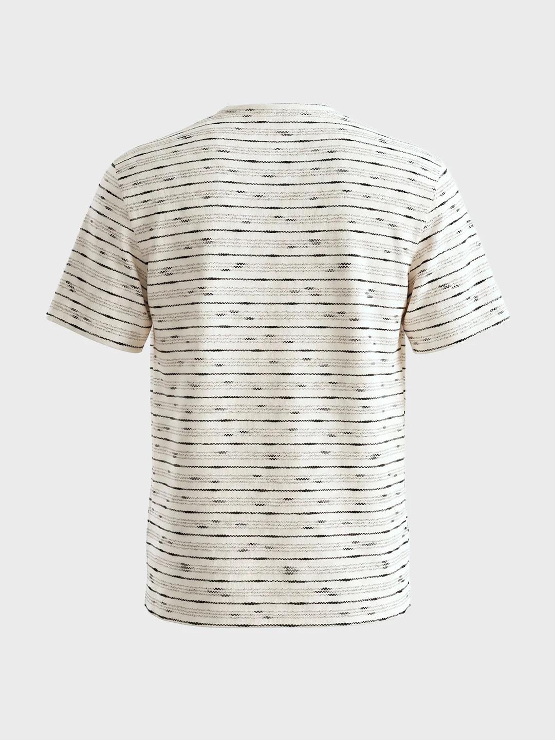Men's White Relaxed Fit Striped Resort Wear T-Shirt - Image 6