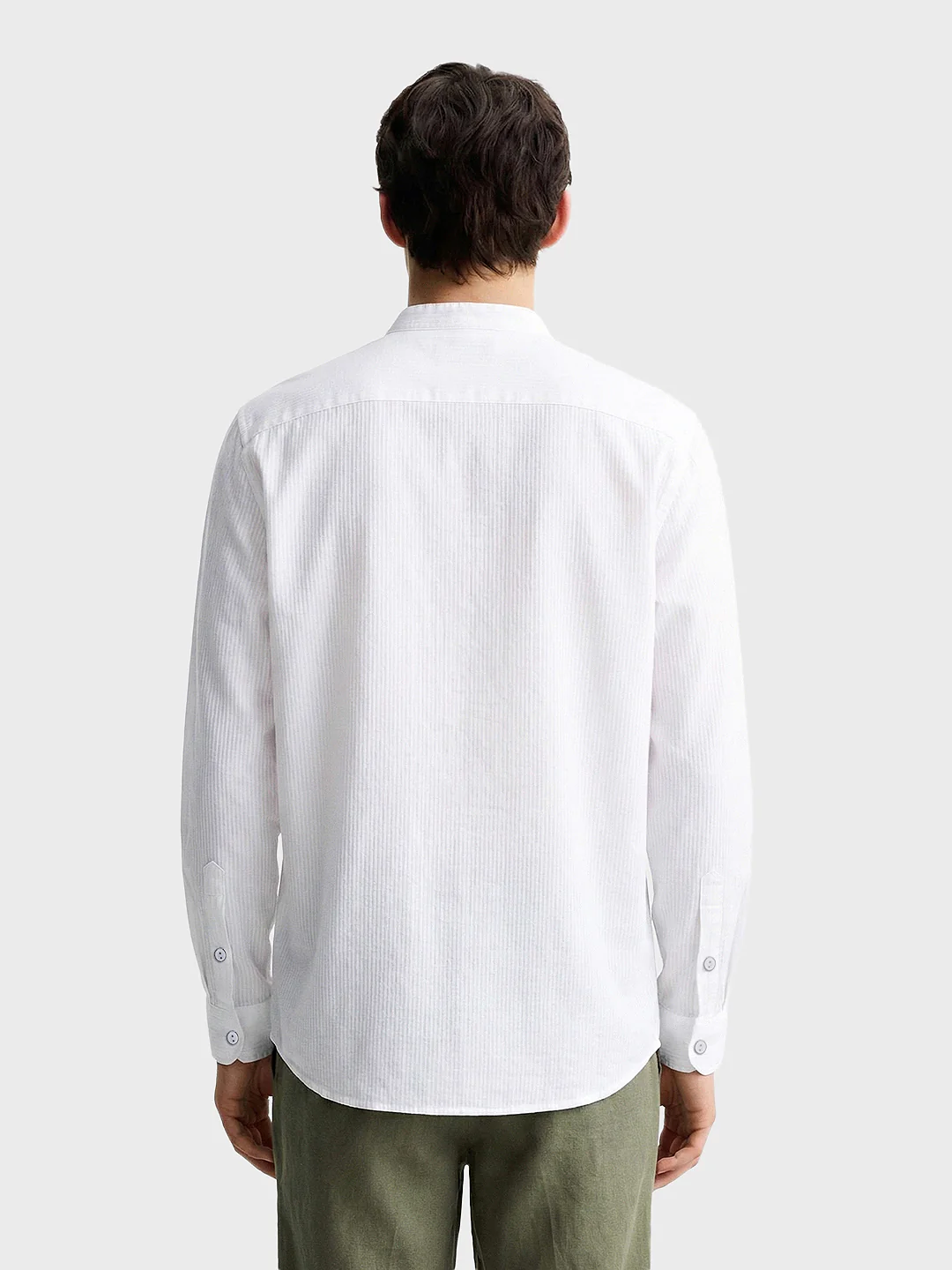 Men's White Relaxed Fit Textured Casual Shirt - Image 2