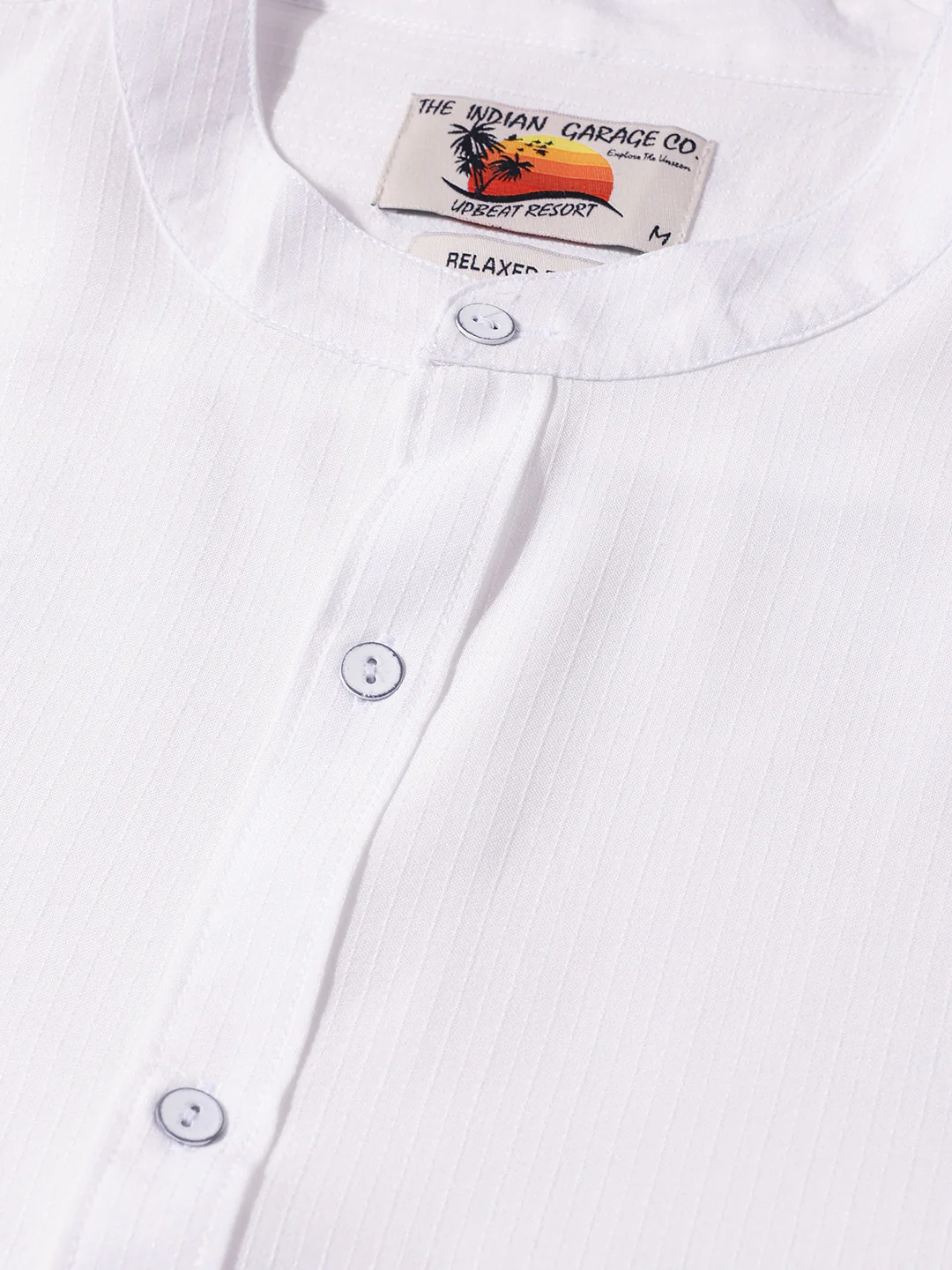Men's White Relaxed Fit Textured Casual Shirt - Image 5