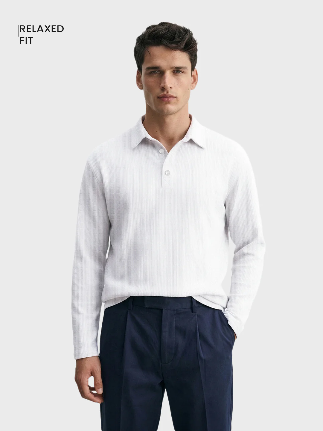 Men's White Relaxed Fit Textured Casual T-Shirts - Image 2