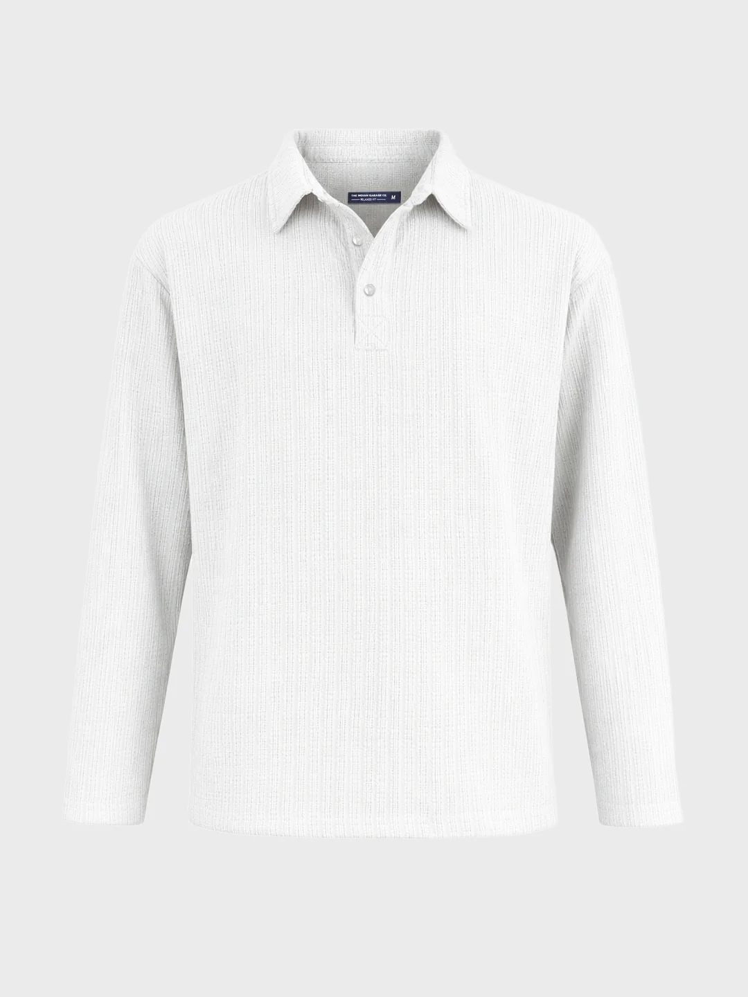 Men's White Relaxed Fit Textured Casual T-Shirts - Image 5