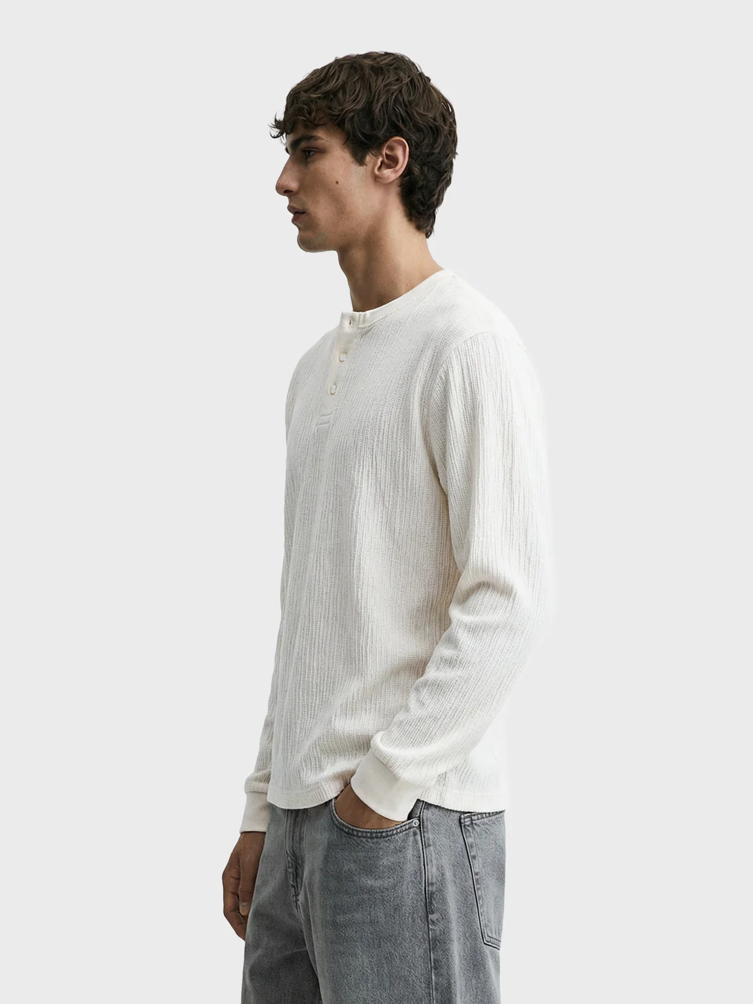 Men's White Relaxed Fit Solid Casual T-Shirts - Image 3