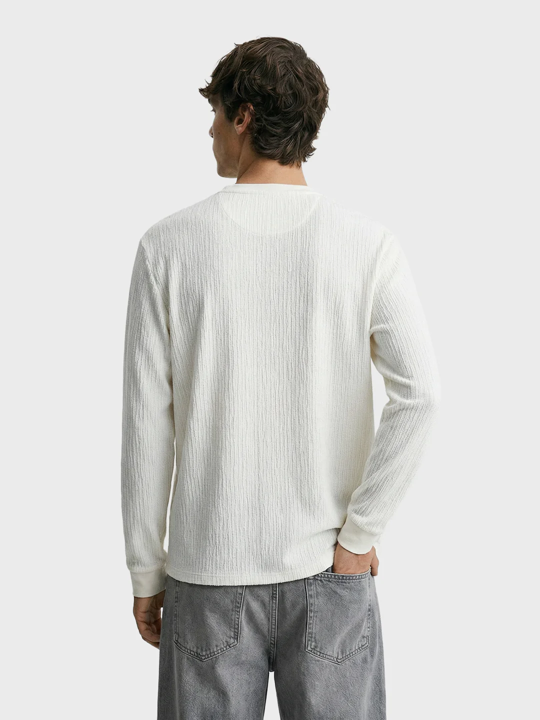 Men's White Relaxed Fit Solid Casual T-Shirts - Image 4