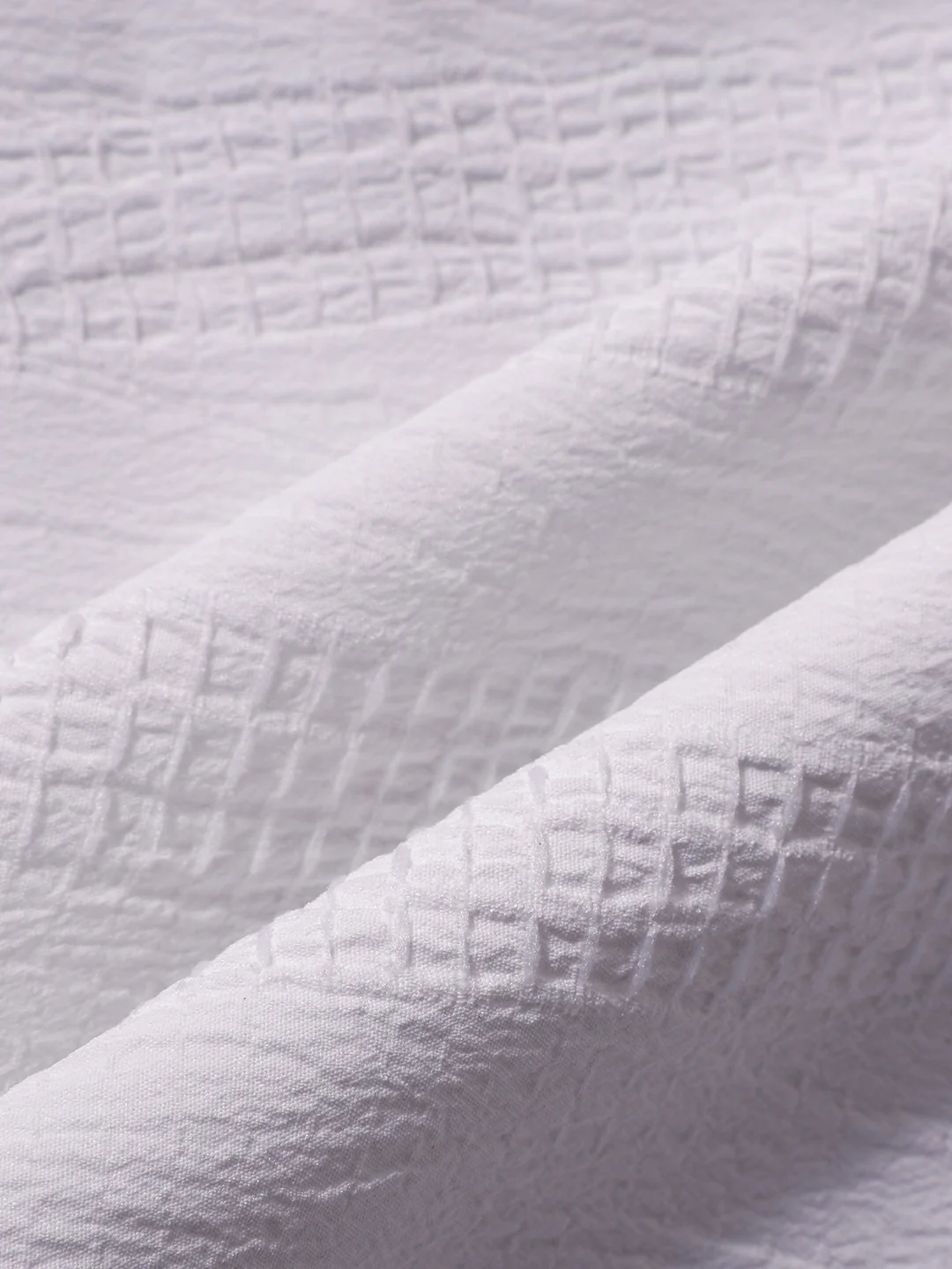 Men's White Relaxed Fit Textured Resort Wear Shirt - Image 7