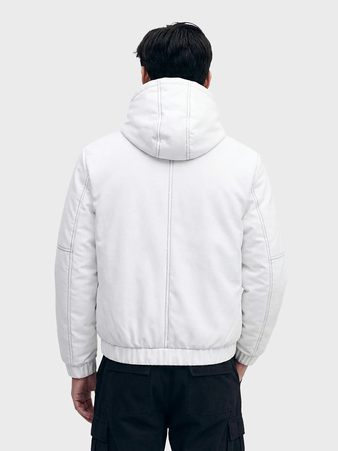 Men's White Relaxed Fit Textured Retro Jacket - Image 2