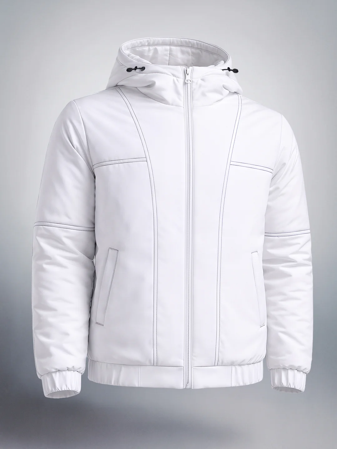 Men's White Relaxed Fit Textured Retro Jacket - Image 3