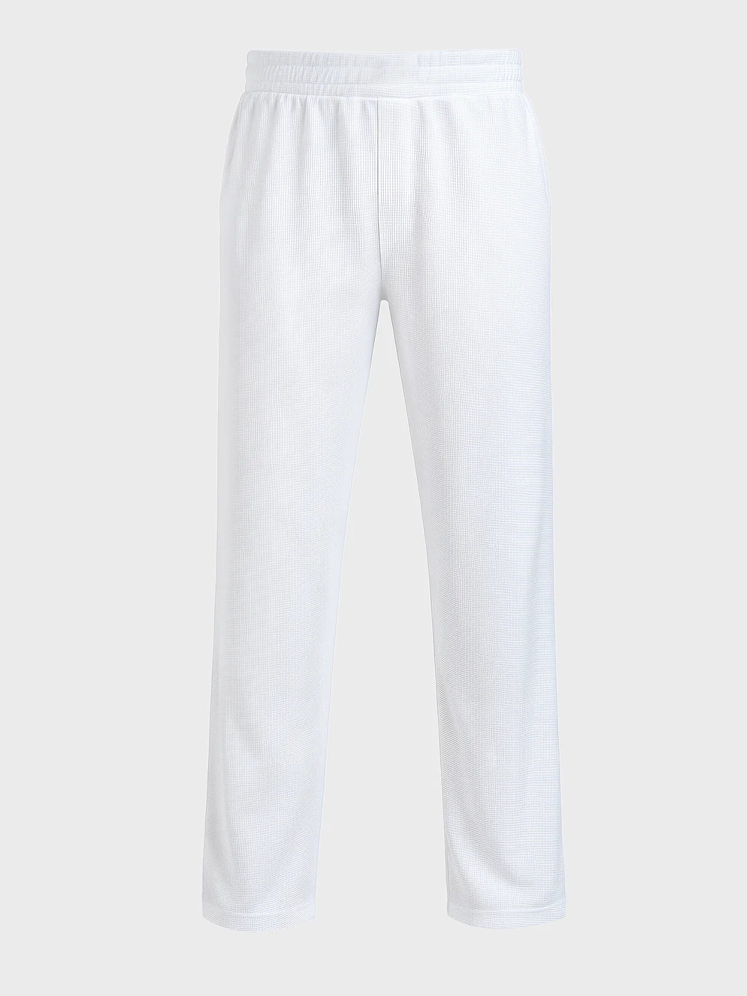 Men's White Relaxed Fit Textured Utility Trousers - Image 4