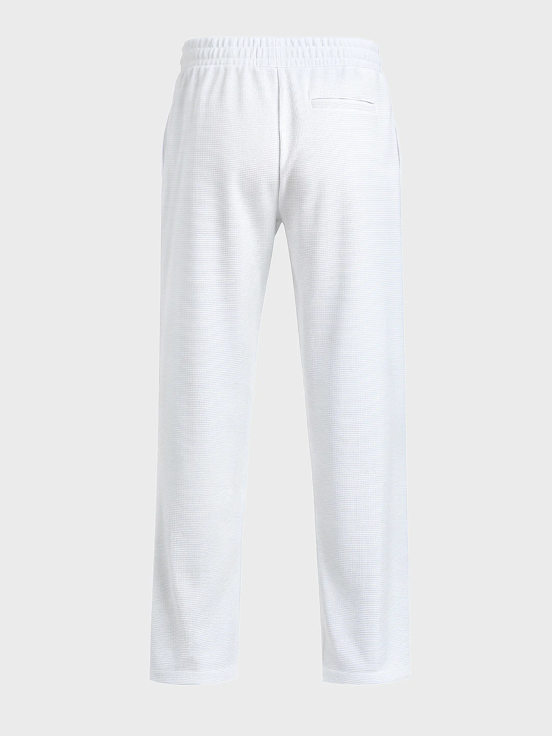 Men's White Relaxed Fit Textured Utility Trousers - Image 5