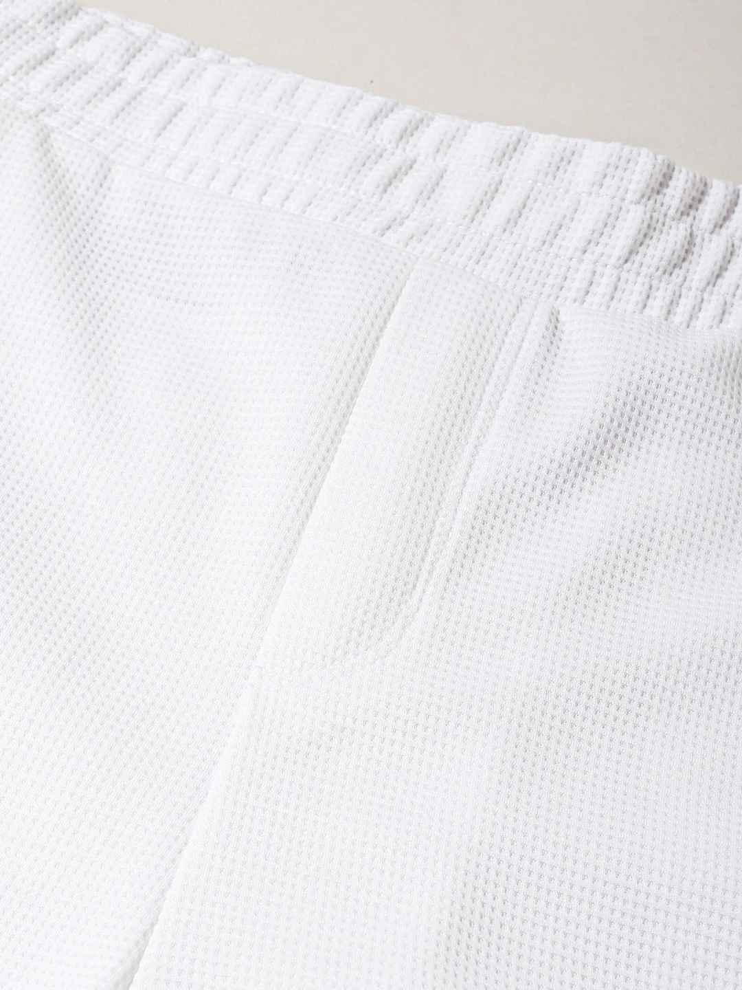 Men's White Relaxed Fit Textured Utility Trousers - Image 6