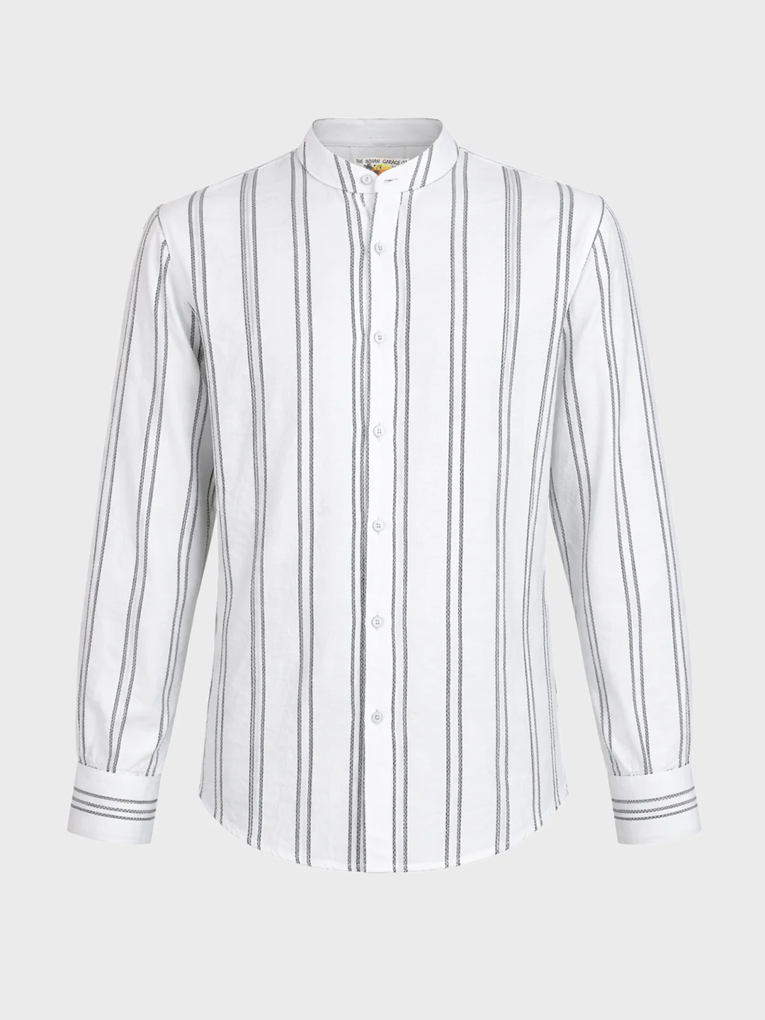 Men's White Relaxed Fit Vertical Stripes Resort Wear Shirt - Image 5