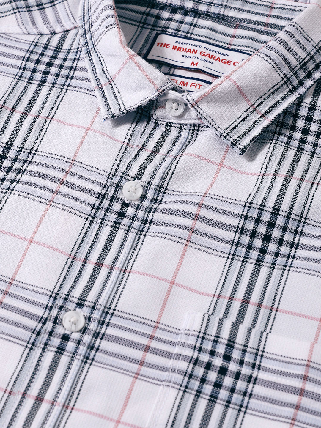 Men's White Slim Fit Checked Casual Shirt - Image 3