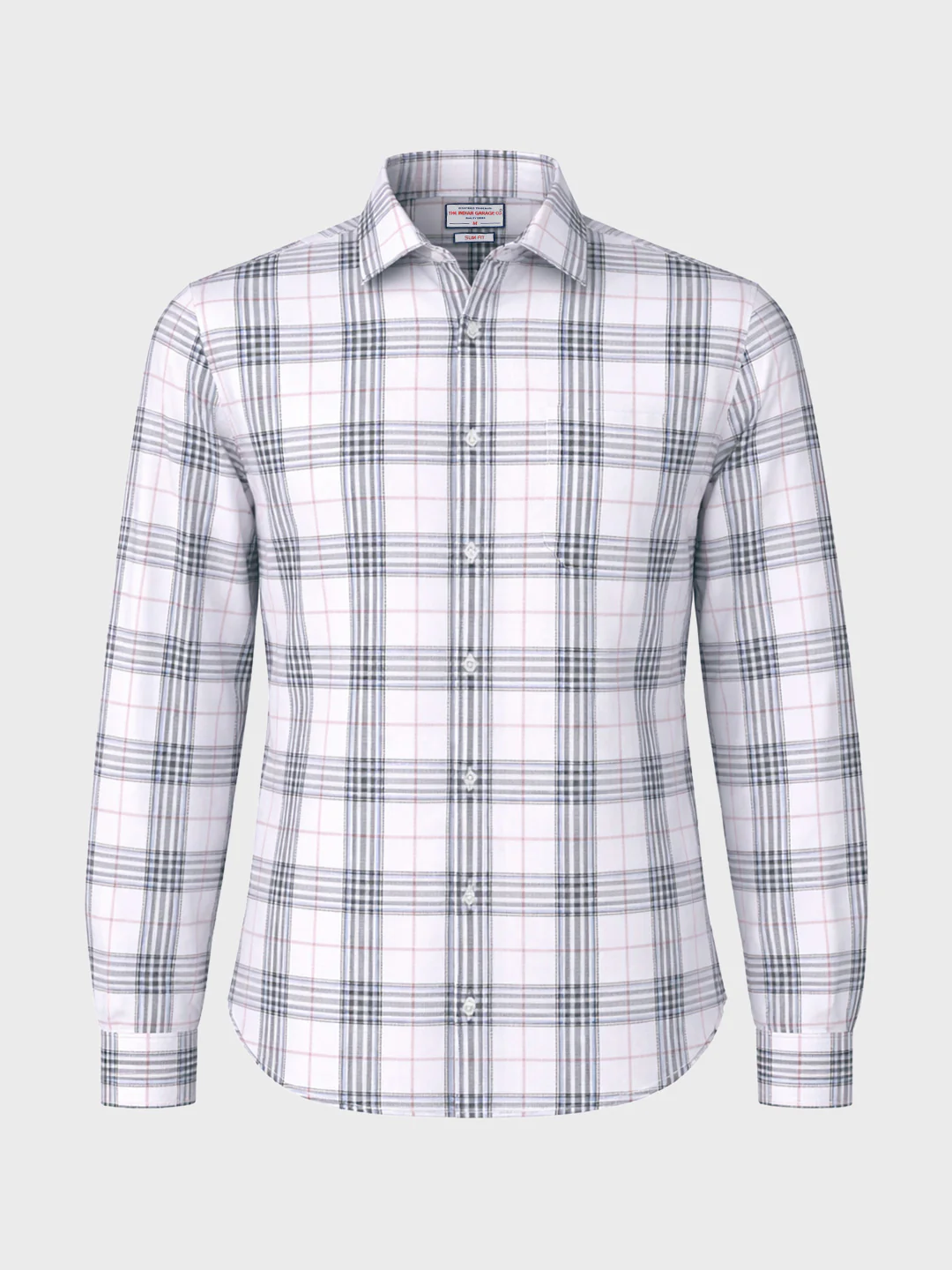 Men's White Slim Fit Checked Casual Shirt - Image 5