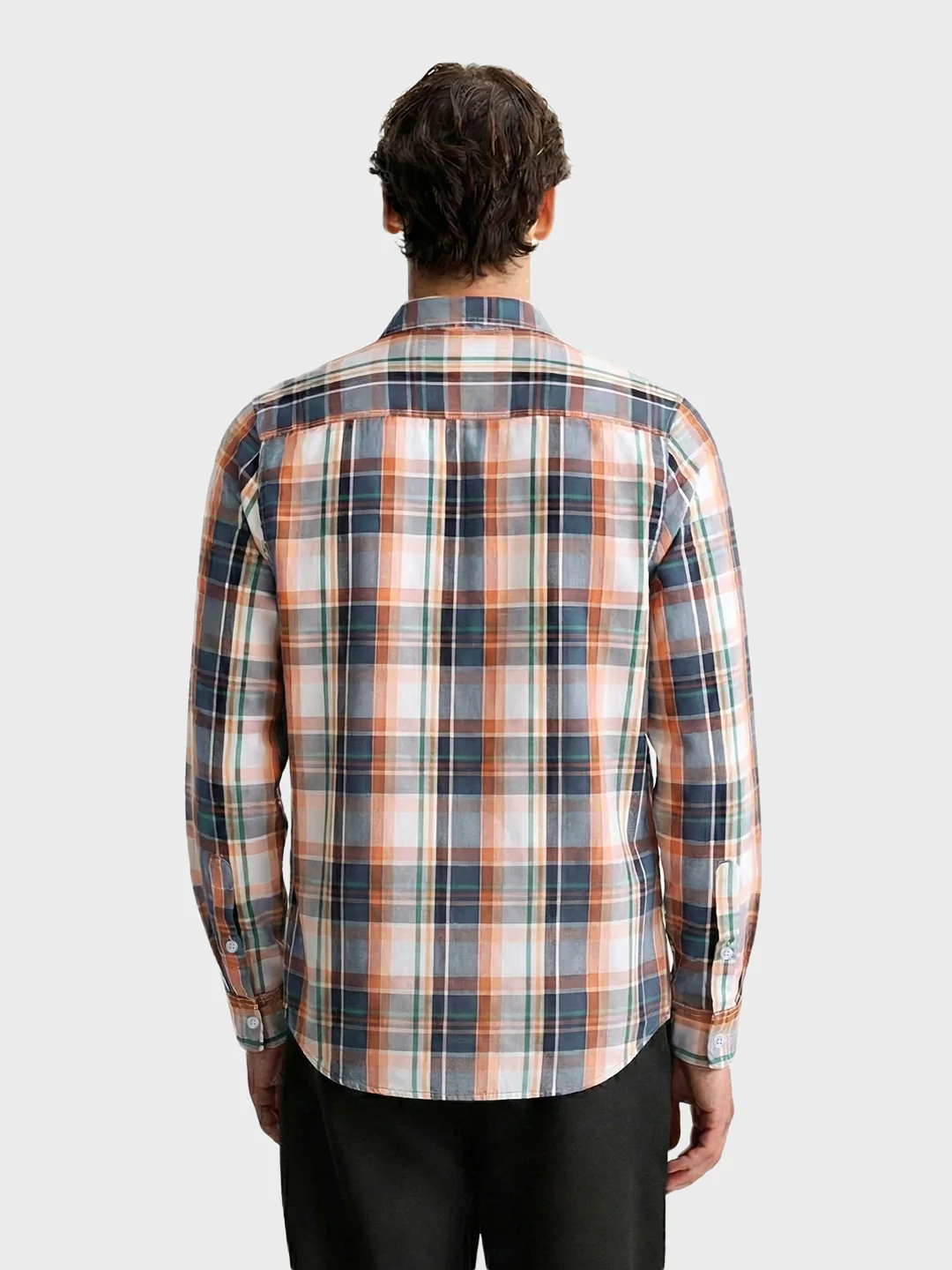 Men's White Slim Fit Checked Casual Shirt - Image 2